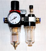 Kompineret Filter/Vandudlader/Regulatorer med Tågesmøring 1/4" + Push-in  0 - 8 BAR